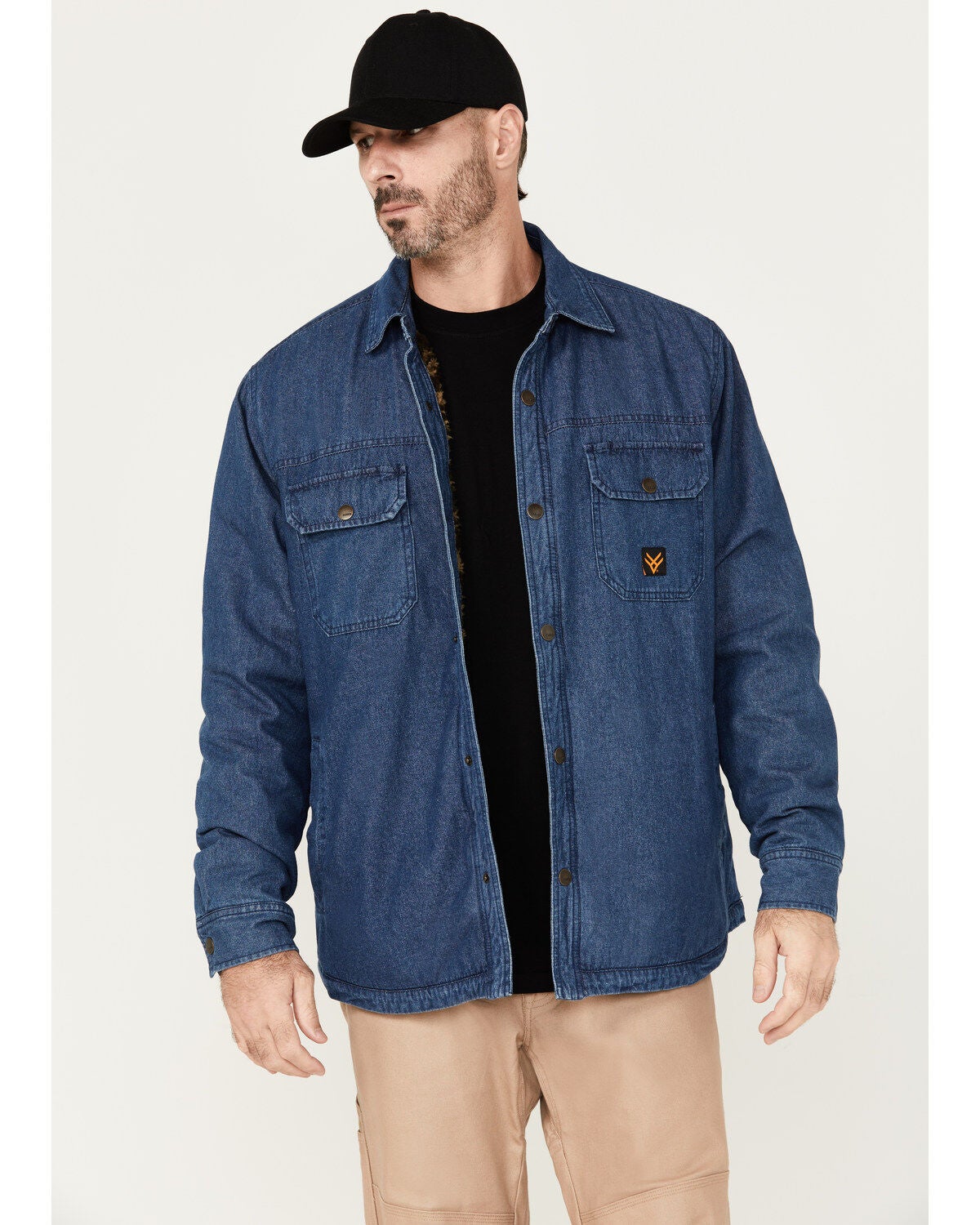 Hawx Men's Dark Wash Denim Lined Work Shirt Jacket, Dark Wash, hi-res