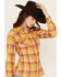 Image #2 - Wrangler Retro Women's Boot Barn Exclusive Long Sleeve Snap Flannel Shirt, Mustard, hi-res