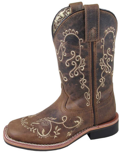 Smoky Mountain Little Girls' Marilyn Western Boots - Broad Square Toe, Brown, hi-res