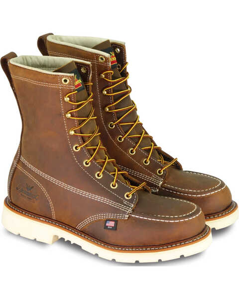 Thorogood Men's Steel Toe Lace Up Work Boots, Brown, hi-res