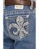 Image #4 - Miss Me Girls' Dark Wash Sequins Fleur de Lis Stretch Bootcut Jeans, Medium Blue, hi-res