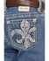 Image #4 - Miss Me Girls' Dark Wash Sequins Fleur de Lis Stretch Bootcut Jeans , Medium Blue, hi-res
