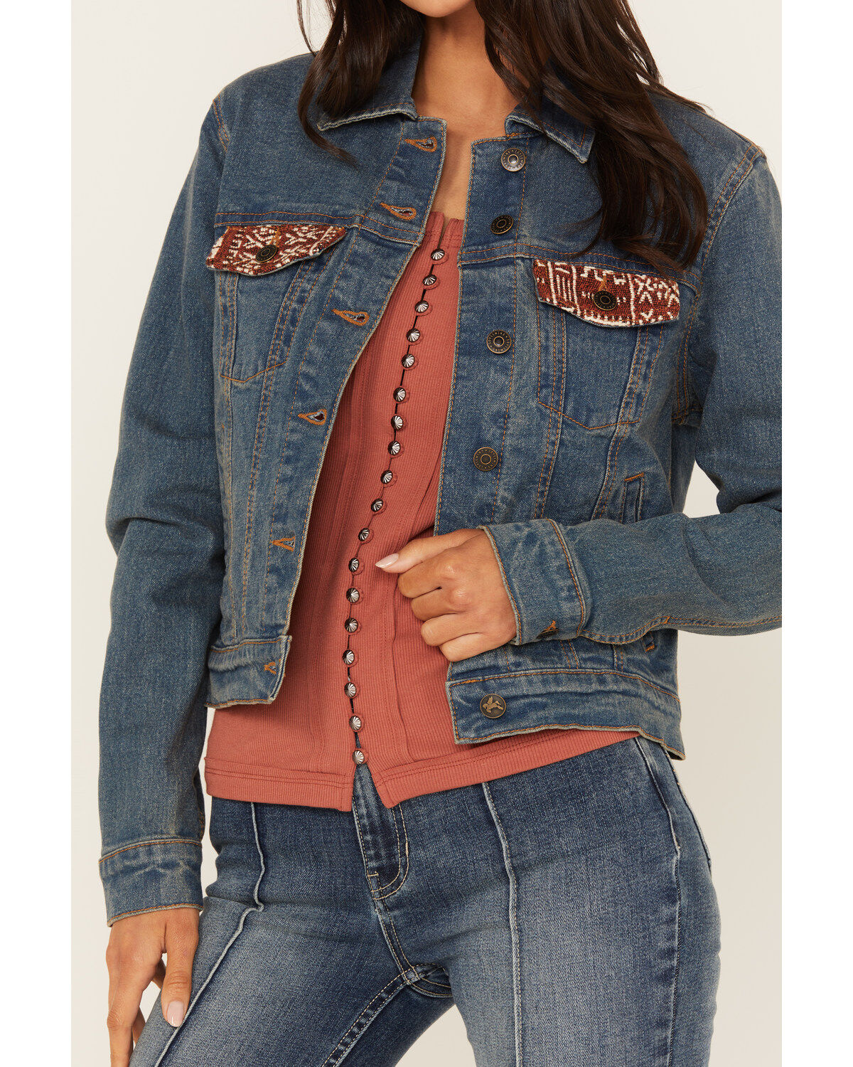 Image #3 - Idyllwind Women's Capri Beaded Back Denim Trucker Jacket, , hi-res