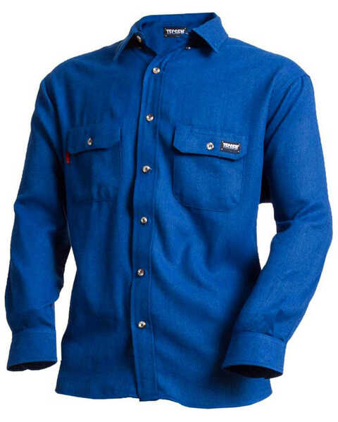Image #1 - Tecgan Men's Solid FR Long Sleeve Work Shirt - Big , Royal Blue, hi-res