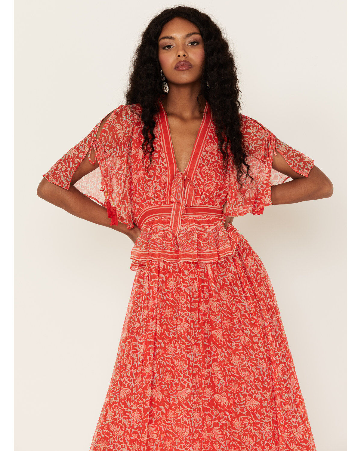 Image #2 - Cleobella Women's Laurel Floral Print Maxi Dress, Red, hi-res