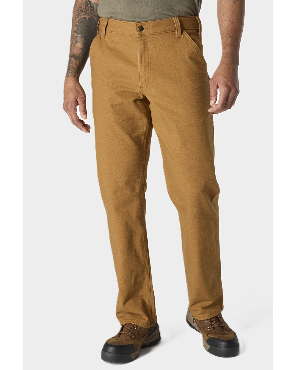 Carhartt Men's Rugged Flex&trade; Duck Dungaree Relaxed Straight Utility Work Jeans, Brown, hi-res