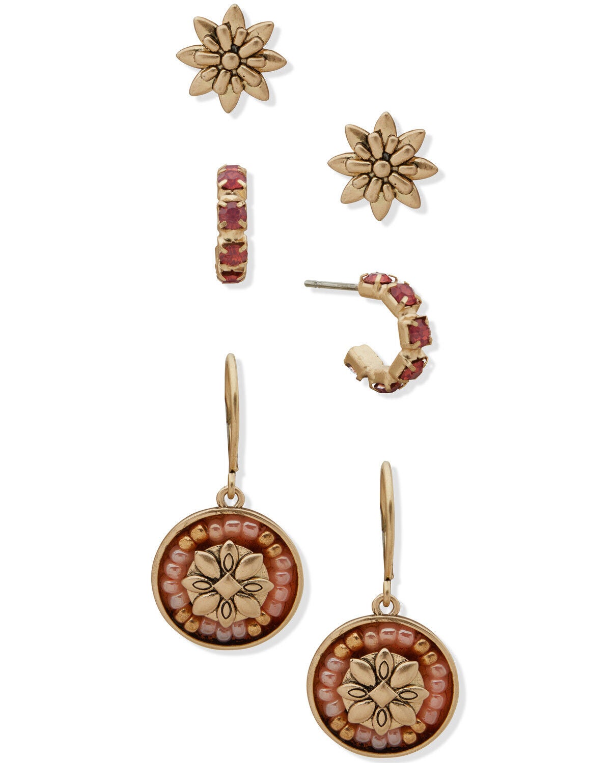 Image #1 - Lainey Wilson Women's Beaded Trio Earring Set - 3 Piece, Gold, hi-res