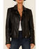 Mauritius Leather Women's Kaye Star Outline Studded Zip-Front Leather Jacket , Black, hi-res
