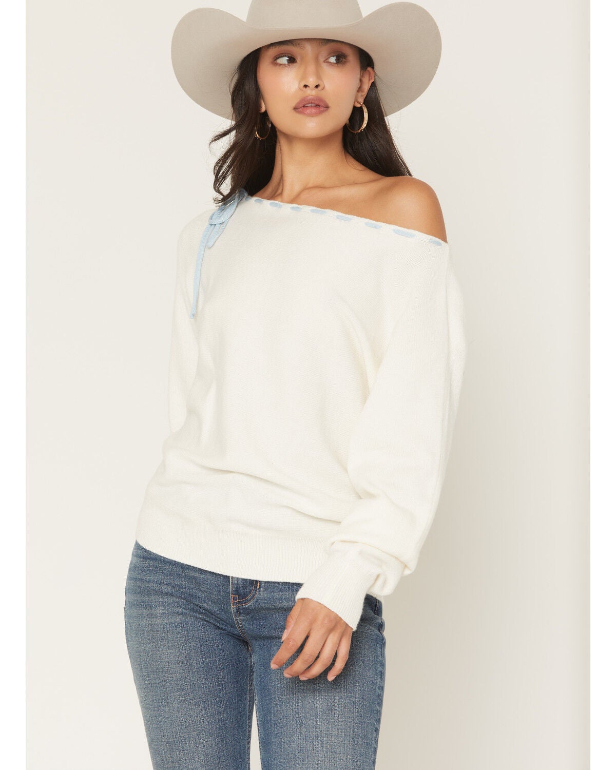 Originality Women's Off The Shoulder Sweater, Off White, hi-res