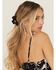Image #1 - Shyanne Women's Tooled Floral Leather Hair Clip, Black, hi-res