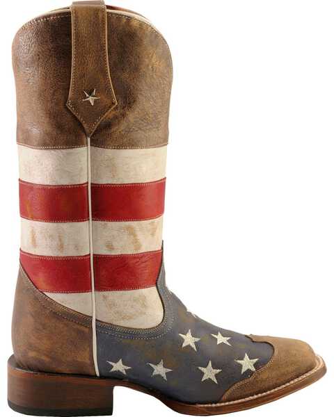 Image #2 - Roper American Flag Western Boots - Square Toe, Blue, hi-res