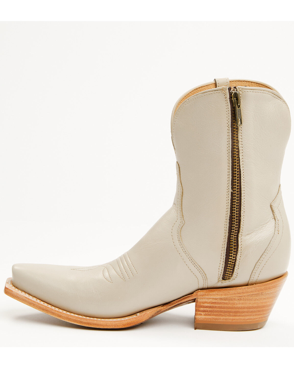Image #3 - Lucchese Women's Cactus Western Booties - Snip Toe, Cream, hi-res