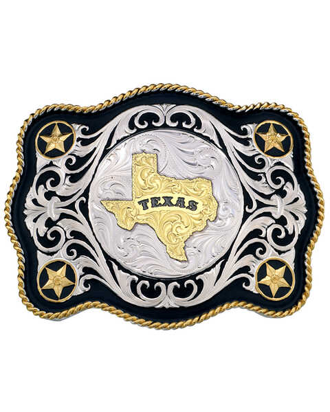 Image #1 - Montana Silversmiths Scalloped Sheridan Texas State Buckle, Multi, hi-res