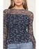 Image #3 - Ash & Violet Women's Paisley Print Long Sleeve Mesh Top, Blue, hi-res