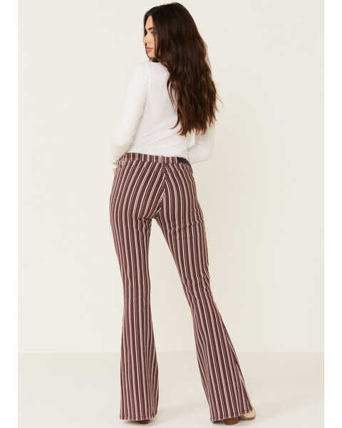 Image #3 - Rock & Roll Denim Women's Maroon Stripe Flare Jeans , , hi-res