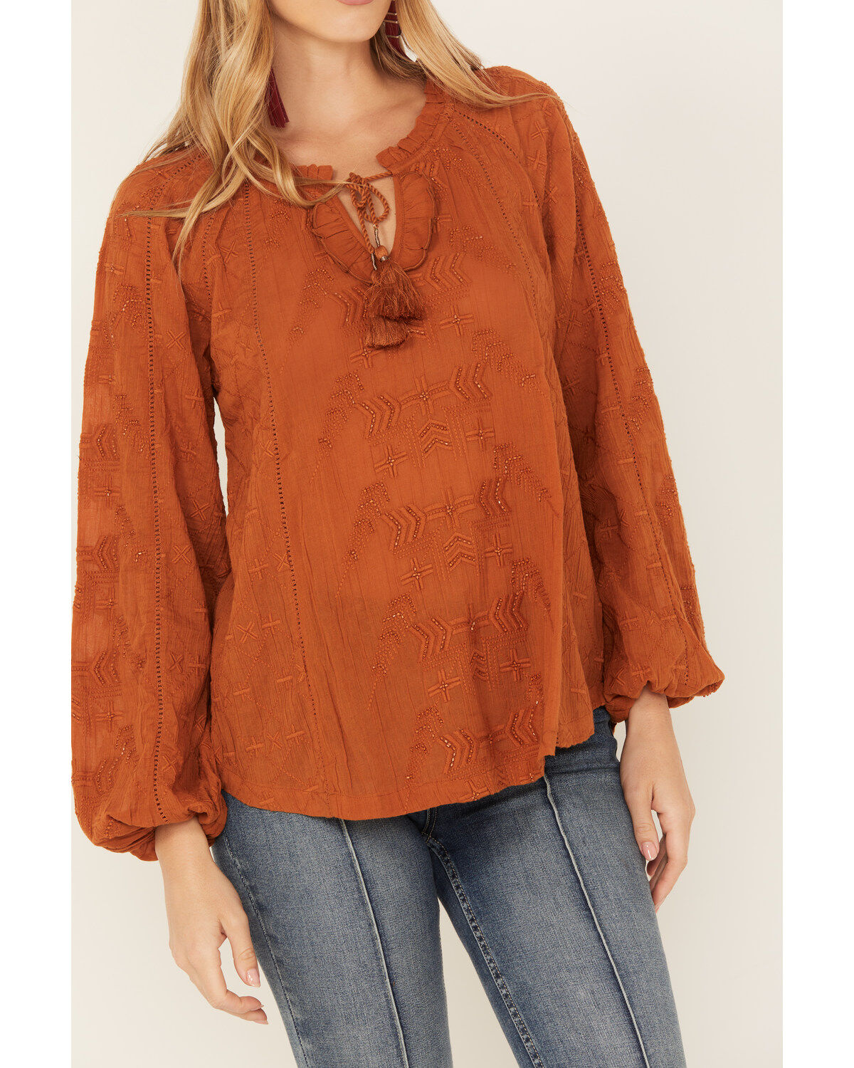 Image #3 - Shyanne Women's Long Sleeve Boho Blouse, Caramel, hi-res