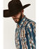 Image #2 - Wrangler Men's Checotah Southwestern Striped Long Sleeve Pearl Snap Western Shirt - Tall, Teal, hi-res