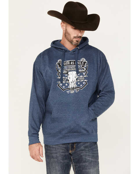 Cowboy Hardware Men's Tough As Nails Skull Graphic Hooded Sweatshirt, Blue, hi-res