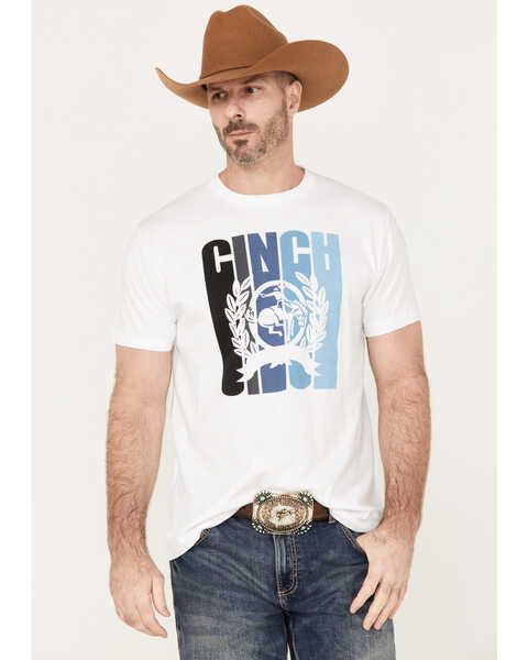 Cinch Men's Logo Short Sleeve Western T-Shirt, White, hi-res