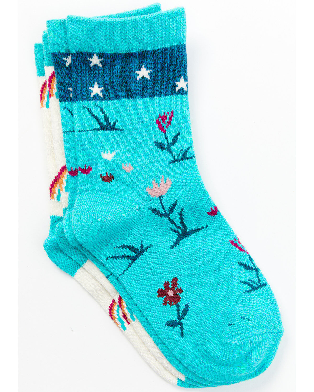 Image #2 - Shyanne Girls' Rainbow 2-Pack Crew Socks, Multi, hi-res