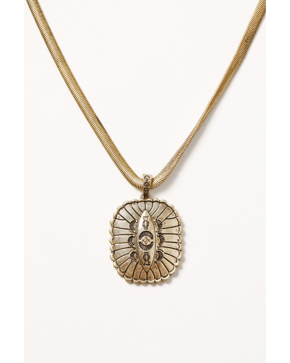 Shyanne Women's Golden Skyland Concho Pendant Necklace, Gold, hi-res