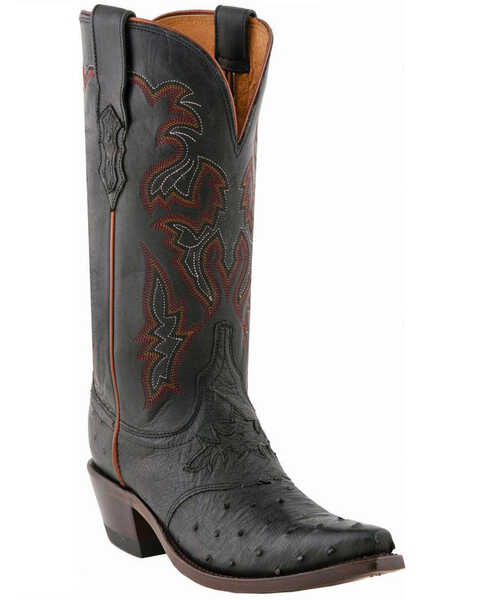 Lucchese Women's Augusta Exotic Ostrich Western Boots, Black, hi-res