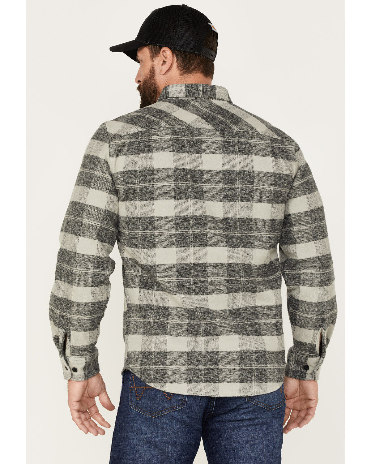Image #4 - Brixton Men's Bowery Long Sleeve Button Down Flannel Shirt, Charcoal, hi-res