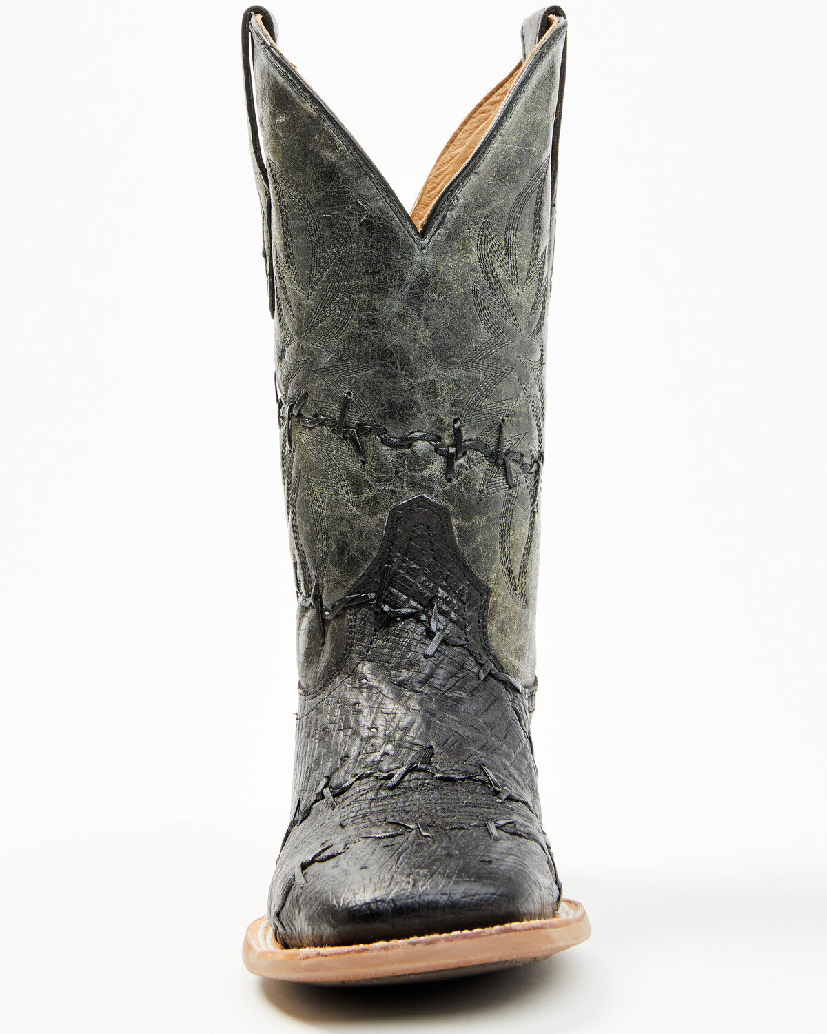Image #4 - Corral Men's Exotic Ostrich Barbed Wire Western Boots - Broad Square Toe, Black, hi-res