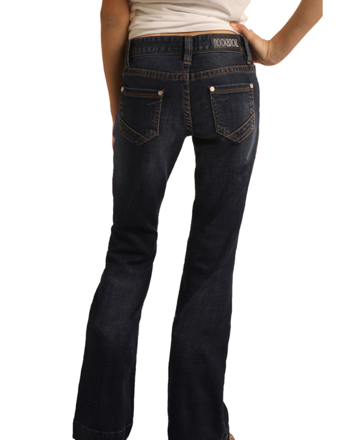 Image #1 - Rock & Roll Denim Girls' Dark Wash Seamed Trouser, , hi-res