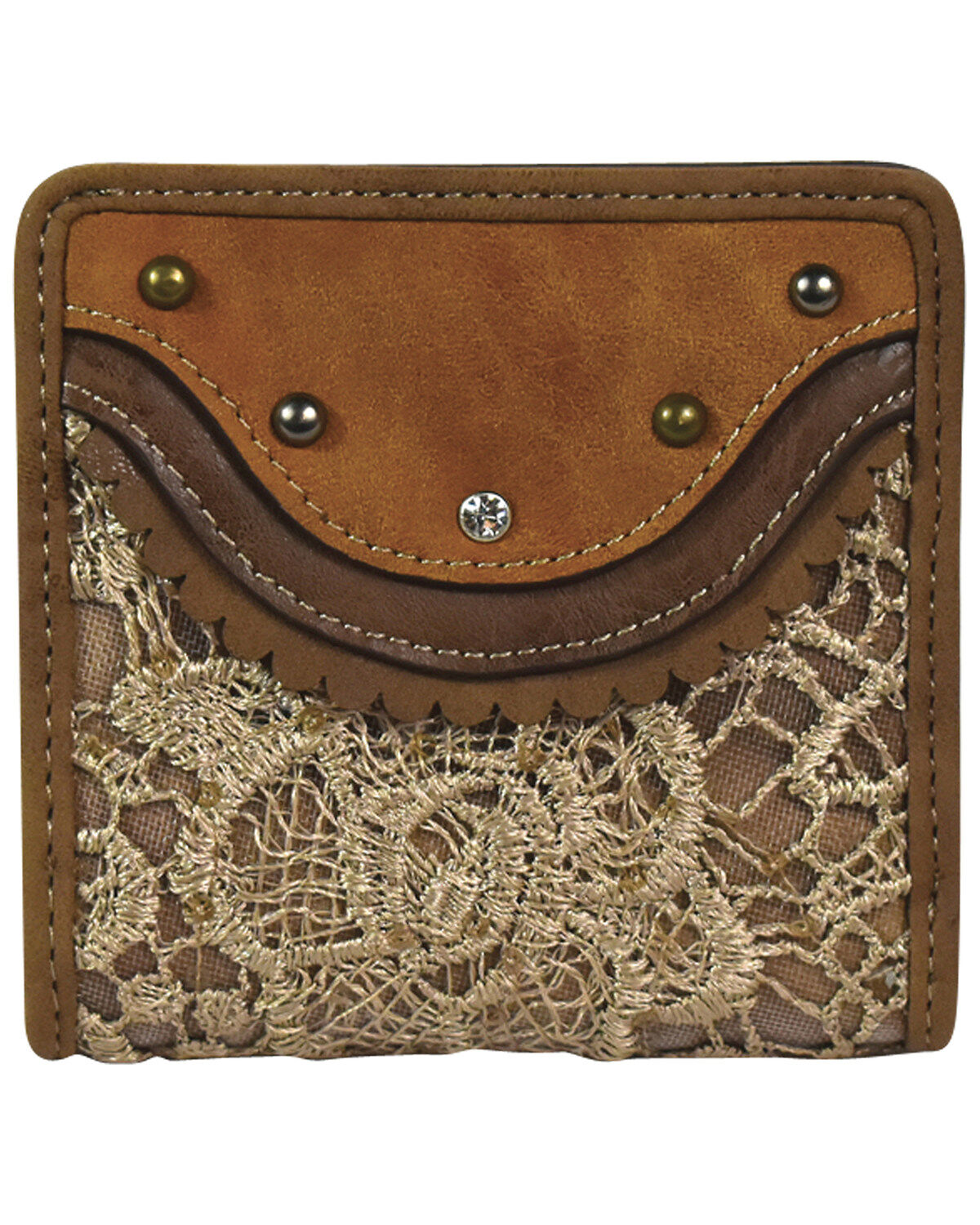 Image #1 - Justin Women's Bifold Tonal Lace Wallet, Tan, hi-res