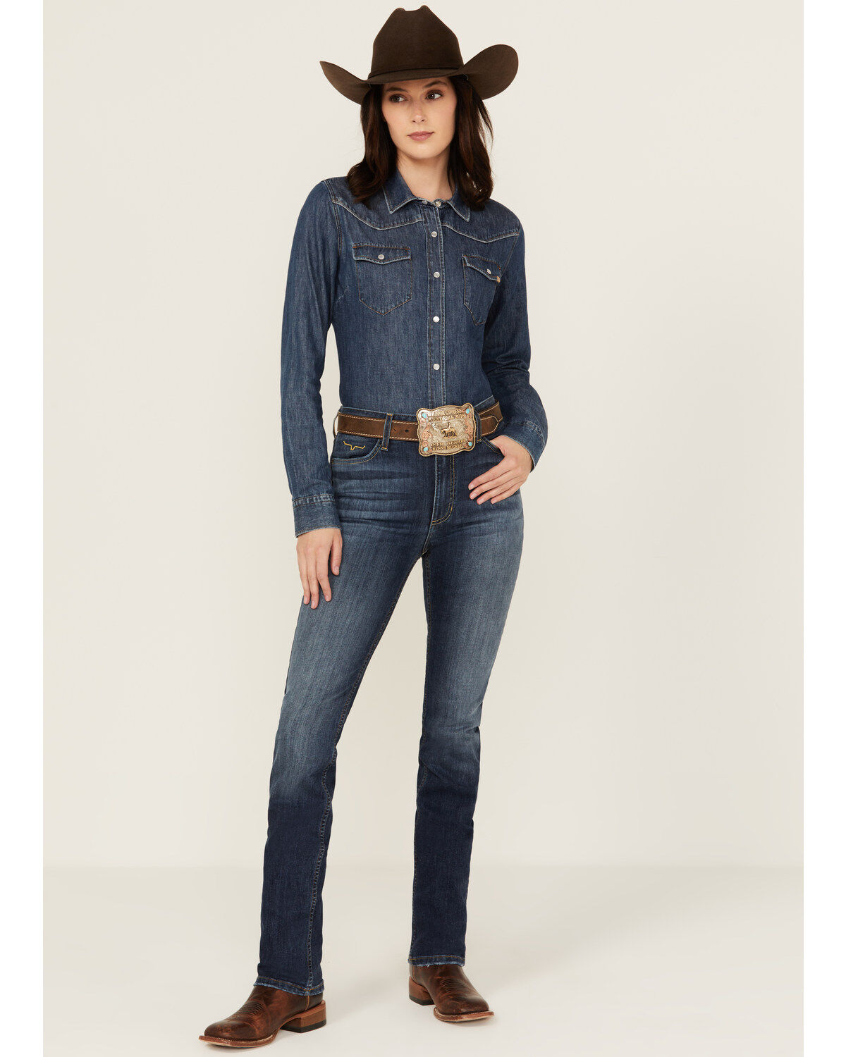 Image #1 - Kimes Ranch Women's Dark Wash Sarah Slim Bootcut Jeans, , hi-res