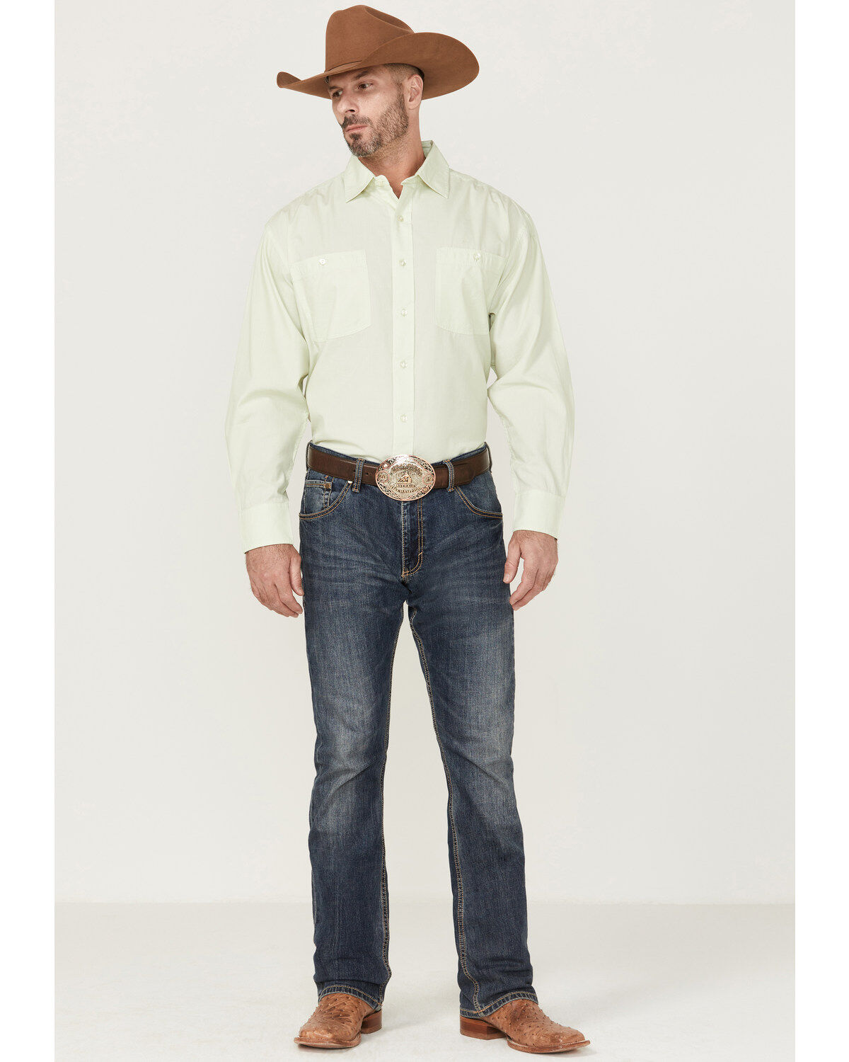Image #2 - Resistol Men's Long Sleeve Button Down Western Shirt, Sage, hi-res
