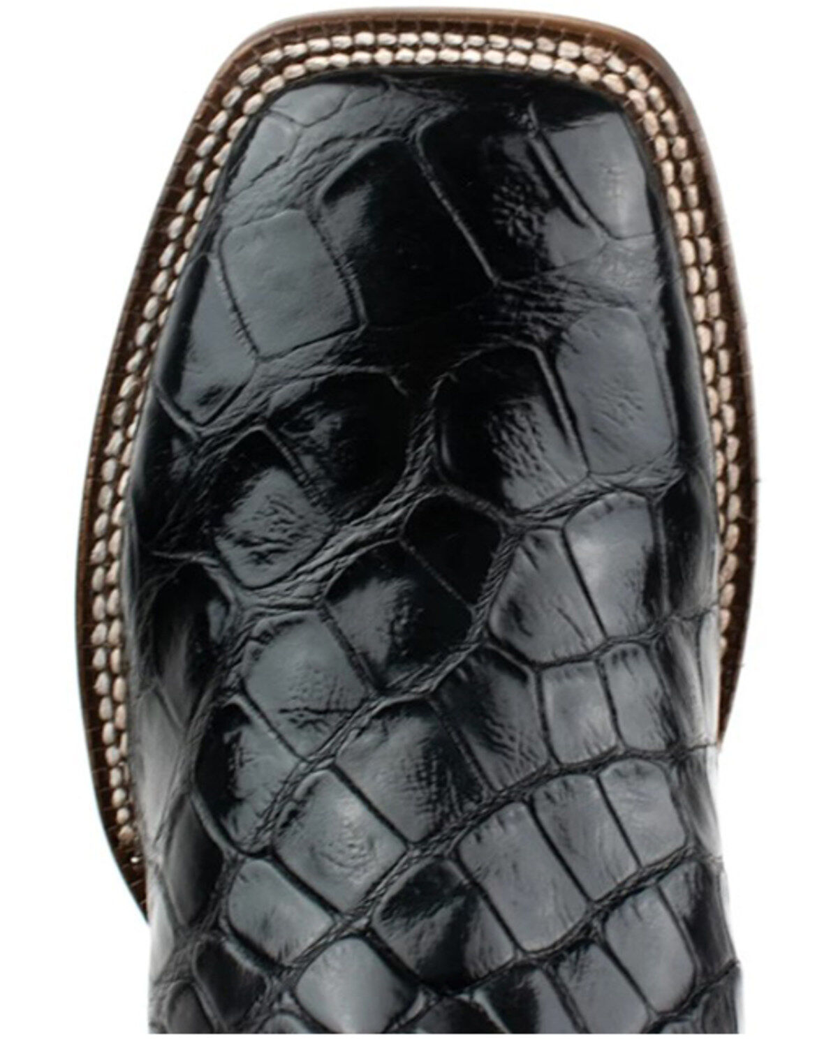 Image #6 - El Dorado Men's Exotic Scallop American Alligator Western Boot - Broad Square Toe, Black, hi-res
