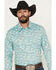 Image #2 - Rock & Roll Denim Men's Paisley Print Long Sleeve Snap Stretch Western Shirt, Turquoise, hi-res