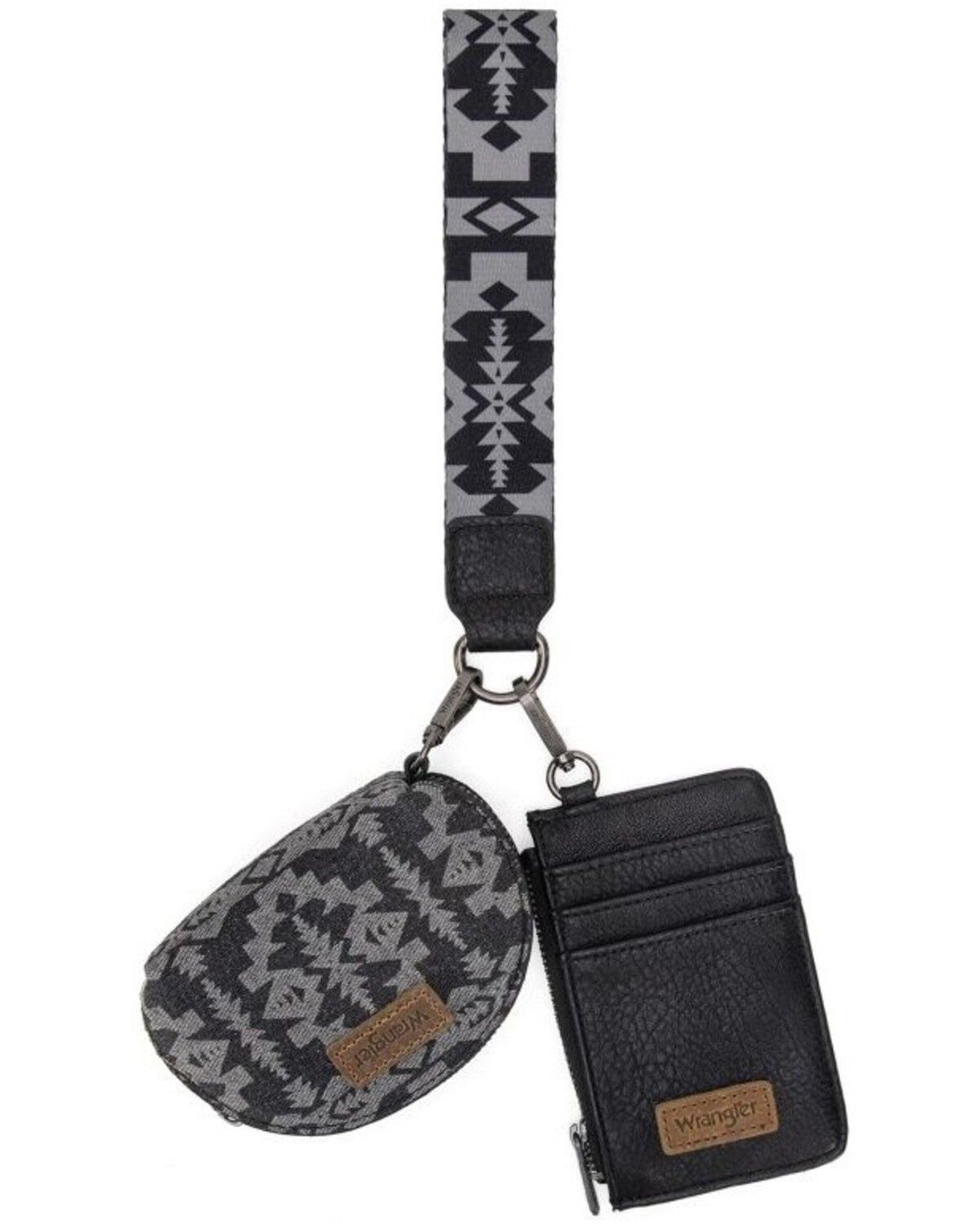 Wrangler Women's Southwestern Print Dual Pouch Wristlet, Black, hi-res