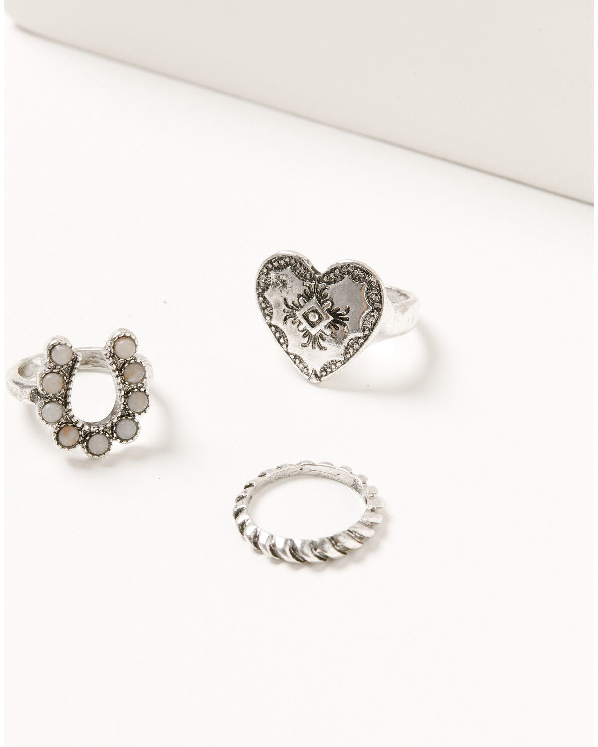 Shyanne Women's Heart Ring Set - 3 Piece, Silver, hi-res