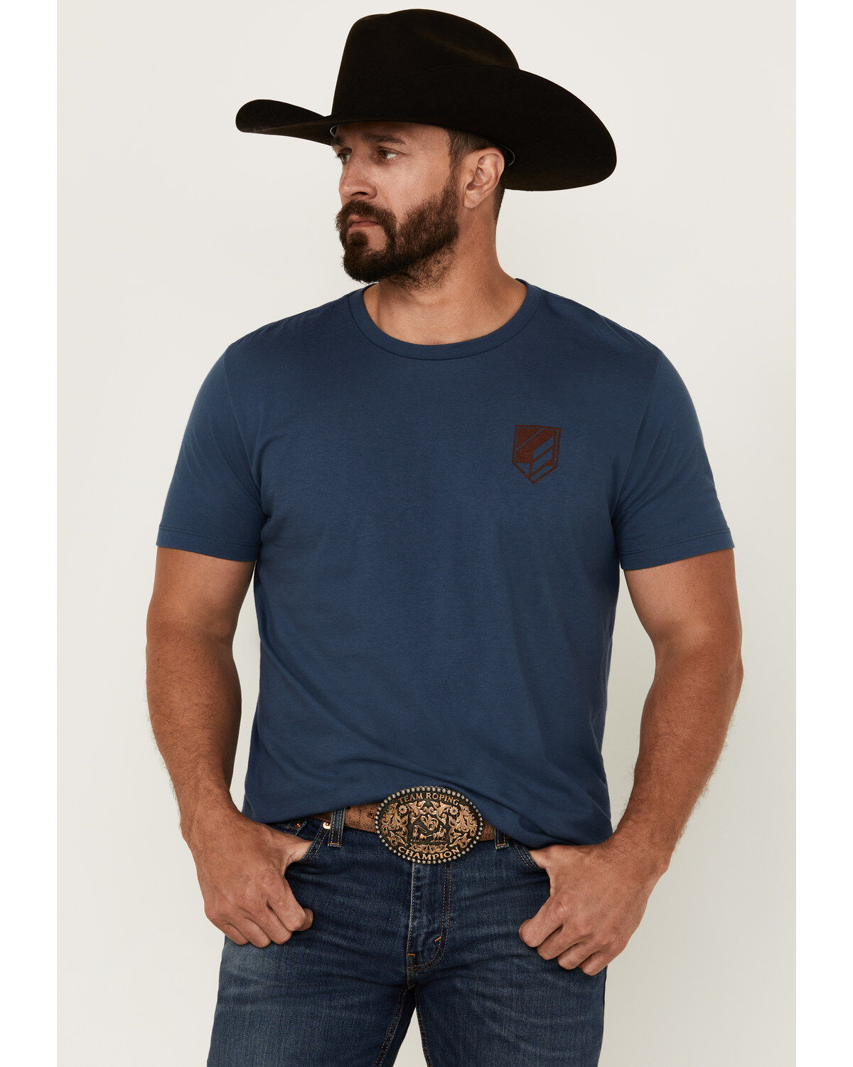 Image #2 - RANK 45® Men's Bull Shield Short Sleeve Graphic T-Shirt, Navy, hi-res