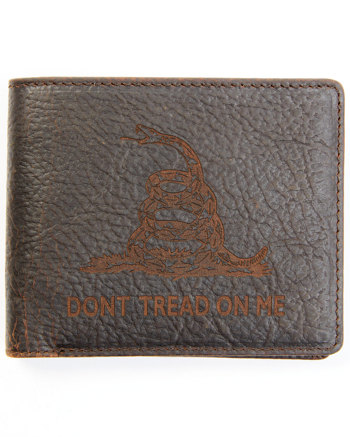 Image #1 - Cody James Men's Brown Don't Tread on Me Bifold Wallet, Dark Brown, hi-res