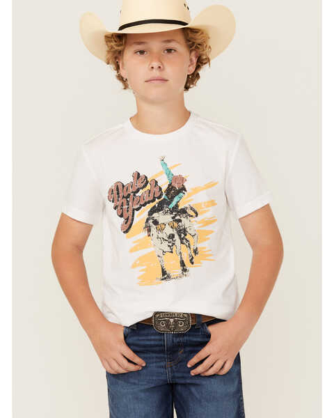 Rock & Roll Denim Boys' Cowboy Short Sleeve Graphic T-Shirt , White, hi-res