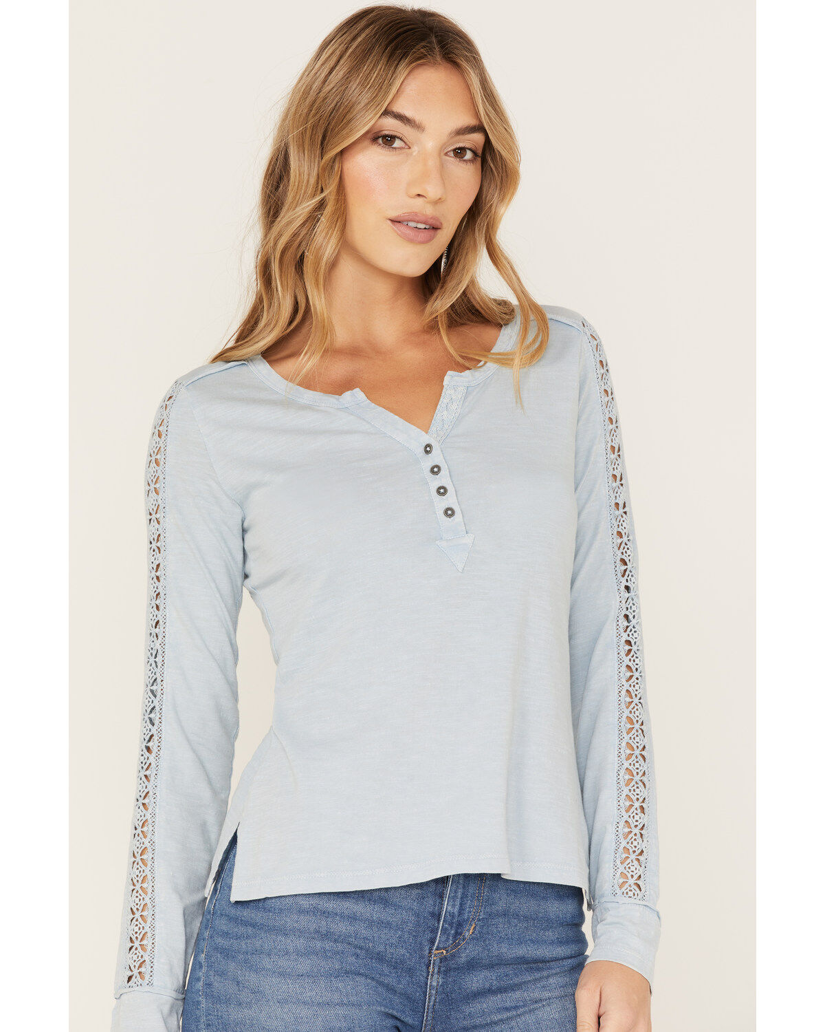 Image #2 - Idyllwind Women's Trustie Henley Top, Steel Blue, hi-res