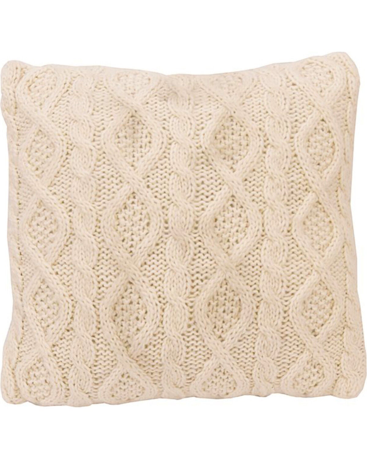 HiEnd Accents Cream Cable Knit Pillow, White, hi-res