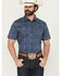 Image #1 - Cody James Men's Vanguard Floral Print Short Sleeve Button-Down Stretch Western Shirt, Navy, hi-res