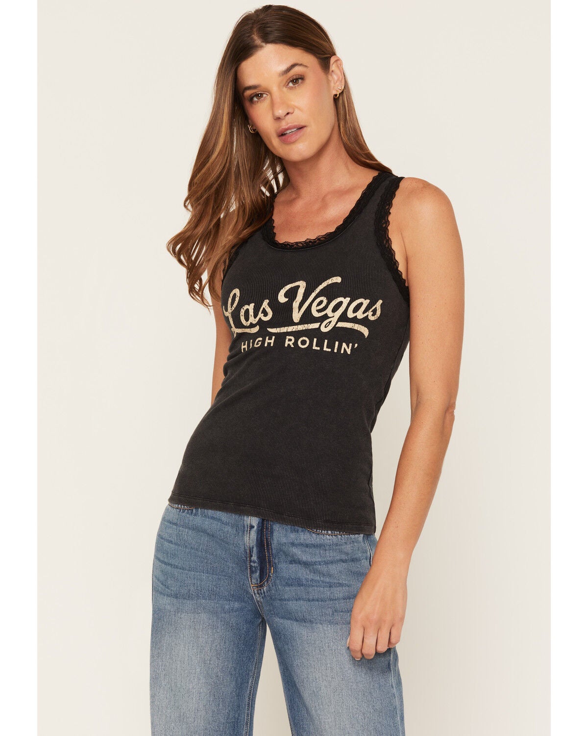 Image #1 - Blue Life Women's Vegas Lace Tank, Black, hi-res