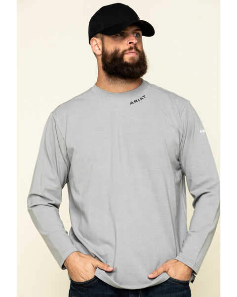 Image #1 - Ariat Men's Navy FR Base Layer Long Sleeve Work T-Shirt - Big & Tall , , hi-res