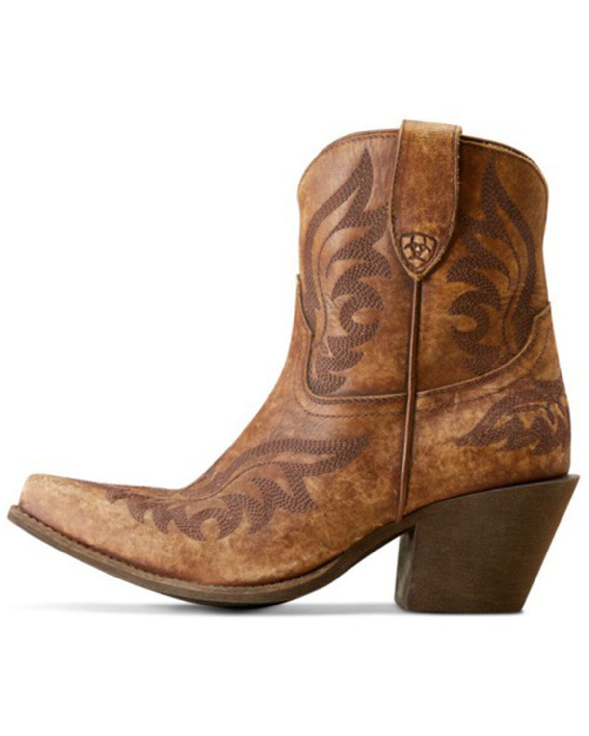 Image #2 - Ariat Women's Chandler Distressed Western Booties - Snip Toe, Brown, hi-res