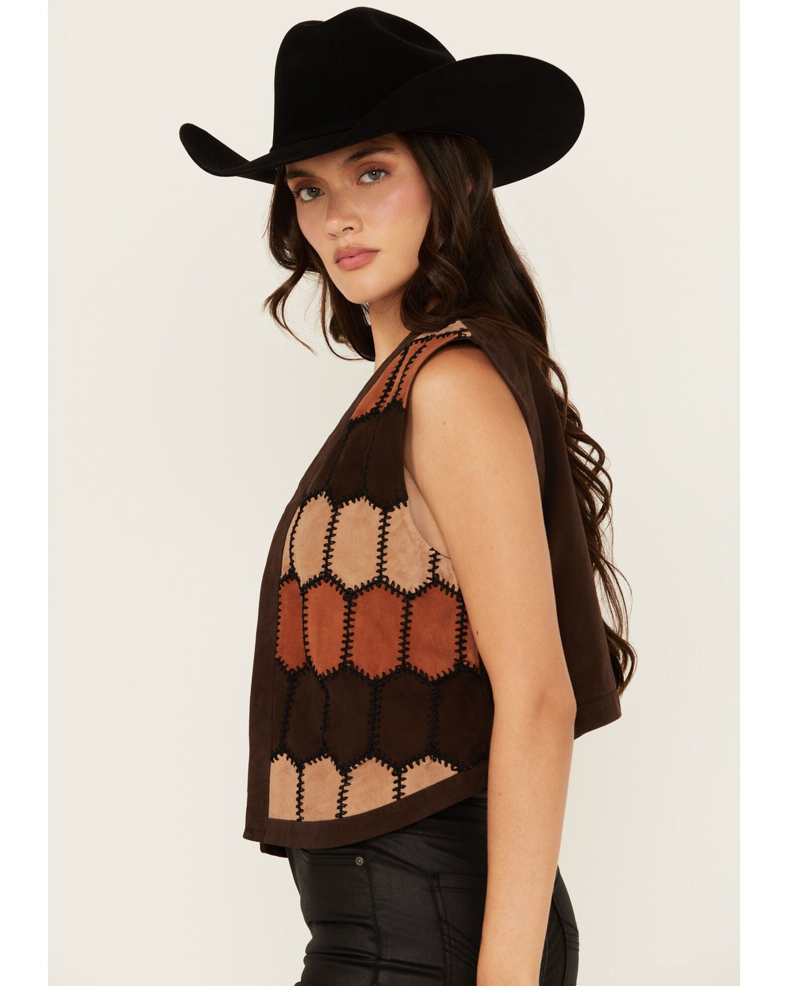 Scully Ladies Vest with lace up Ties in Denim