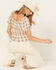 Image #1 - Jolt Women's Plaid Print Short Puff Sleeve Flutter Top, , hi-res