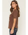 Image #2 - Shyanne Women's Cowboy Horse Short Sleeve Boyfriend Graphic Tee, Brown, hi-res