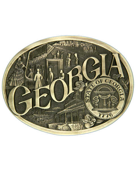 Montana Silversmiths Georgia State Heritage Attitude Belt Buckle, Gold, hi-res
