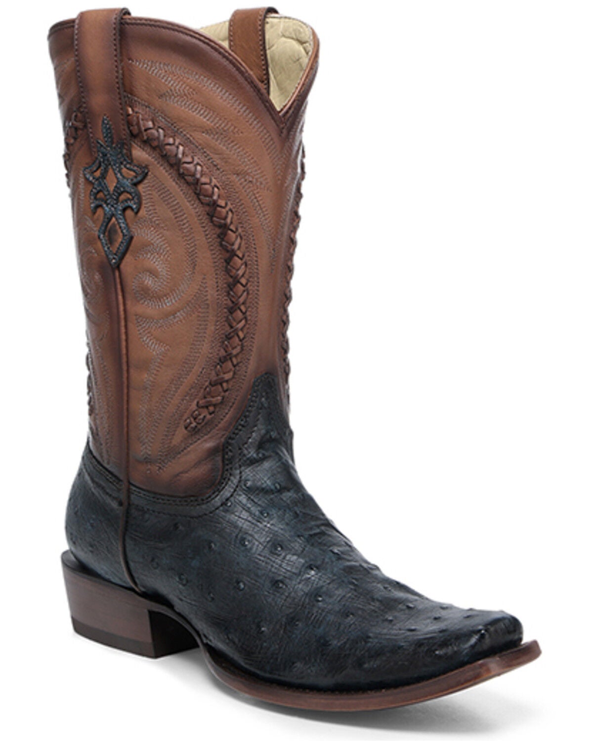 Corral Men's Exotic Ostrich Western Boots - Square Toe, Navy, hi-res